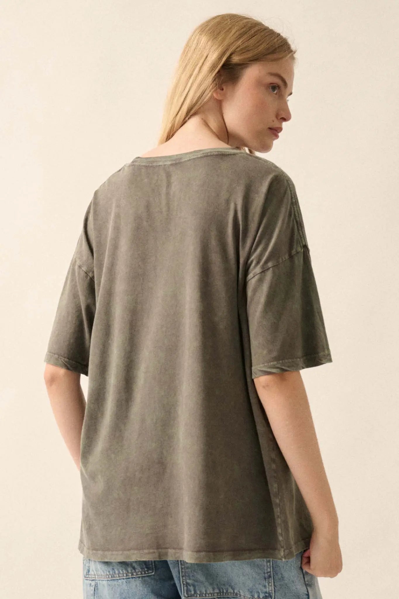 Butterfly Meadow Vintage-Wash Oversize Graphic Tee