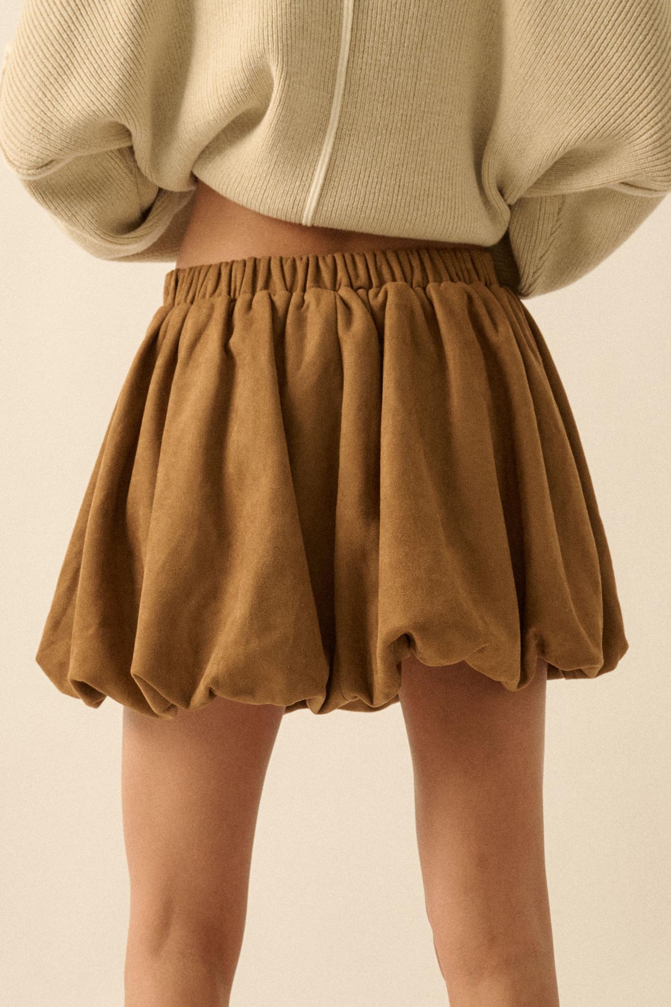 Soft Focus Vegan Suede Bubble Mini Skirt