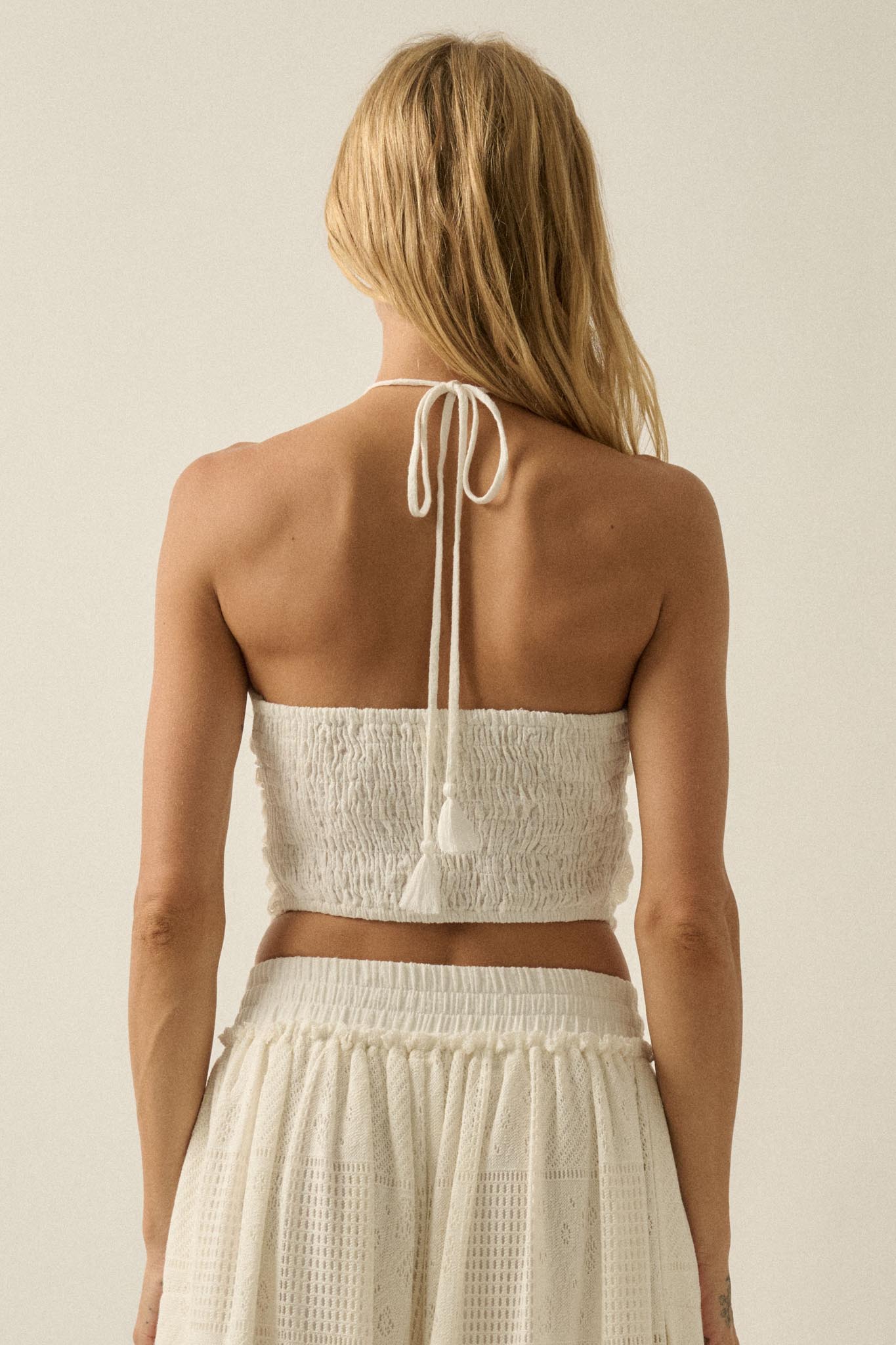 See the Light Crochet Lace Bandana Halter Top