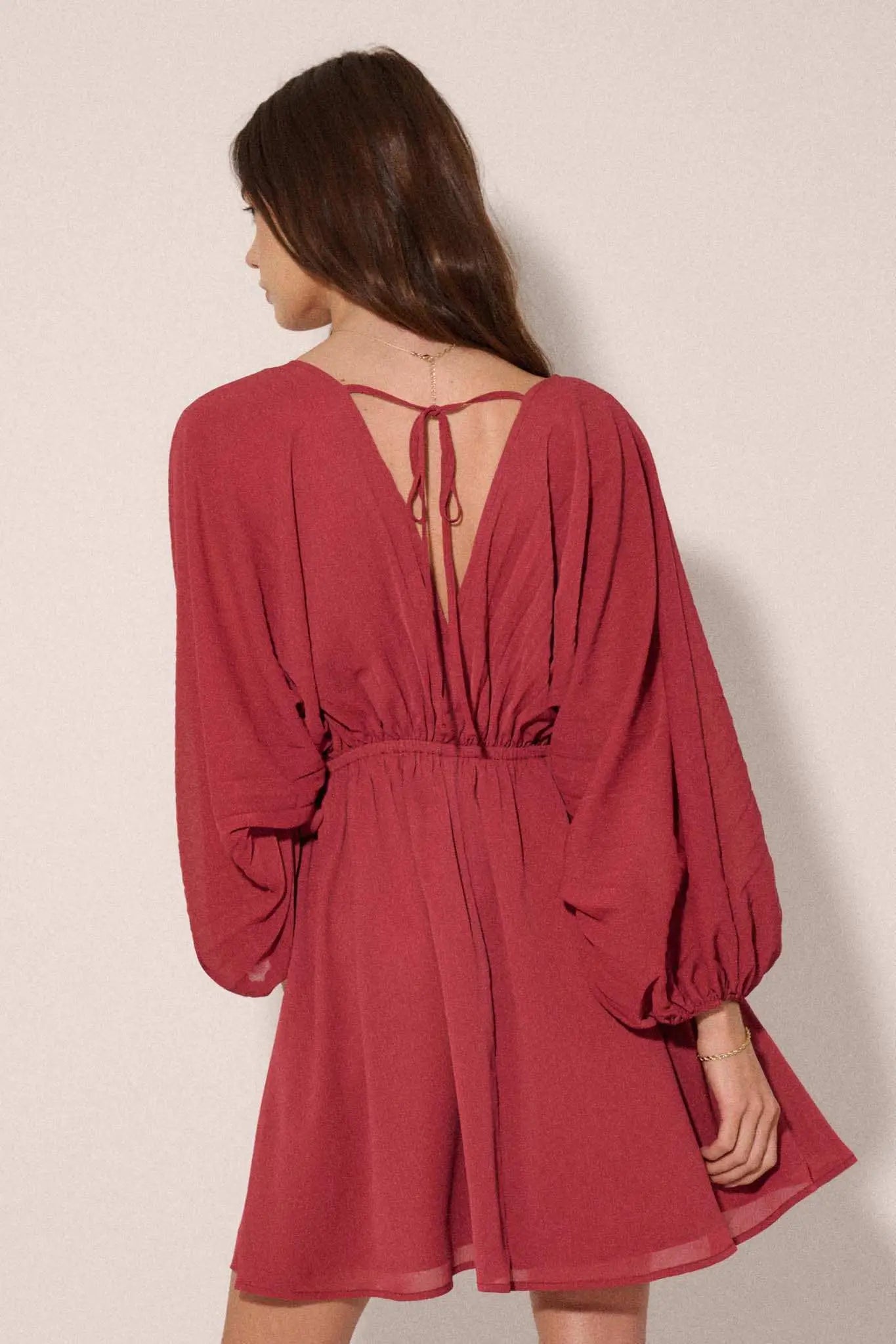 Ripple Effect Accordion Pleated Kimono Mini Dress