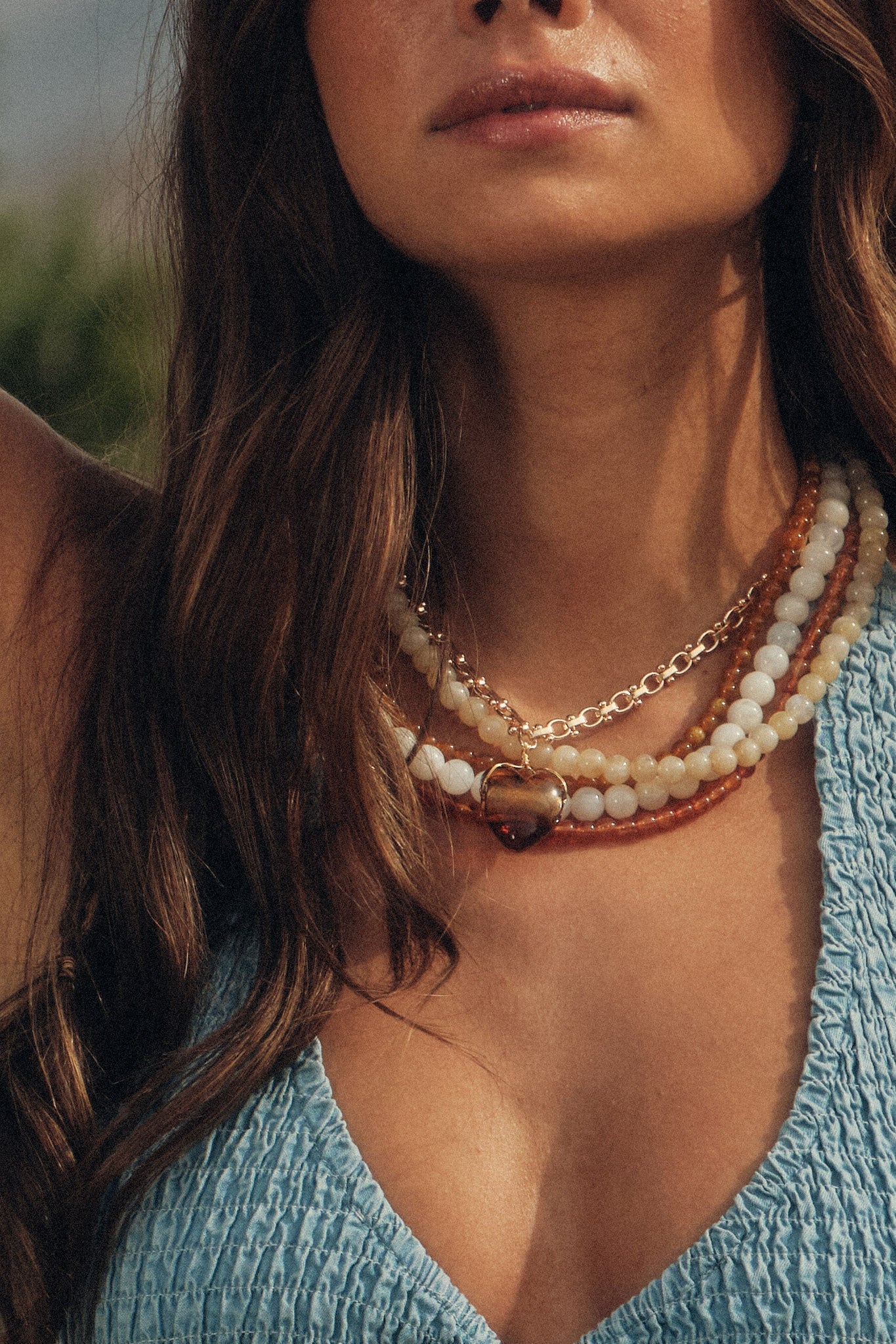 Formosa Marble Resin Layered Beaded Necklace