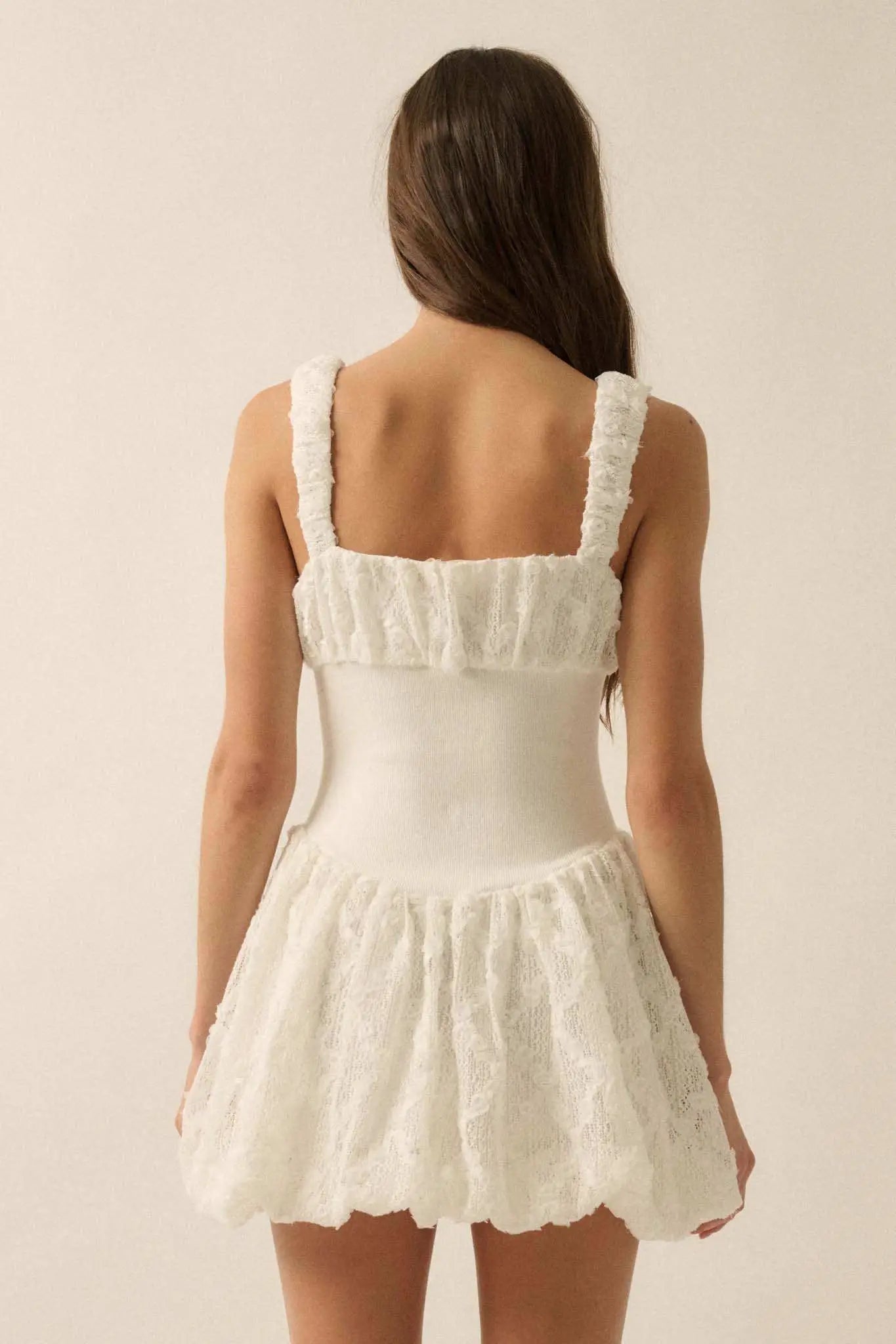 Bubbly Blooms 3D Floral Lace Bubble Mini Dress