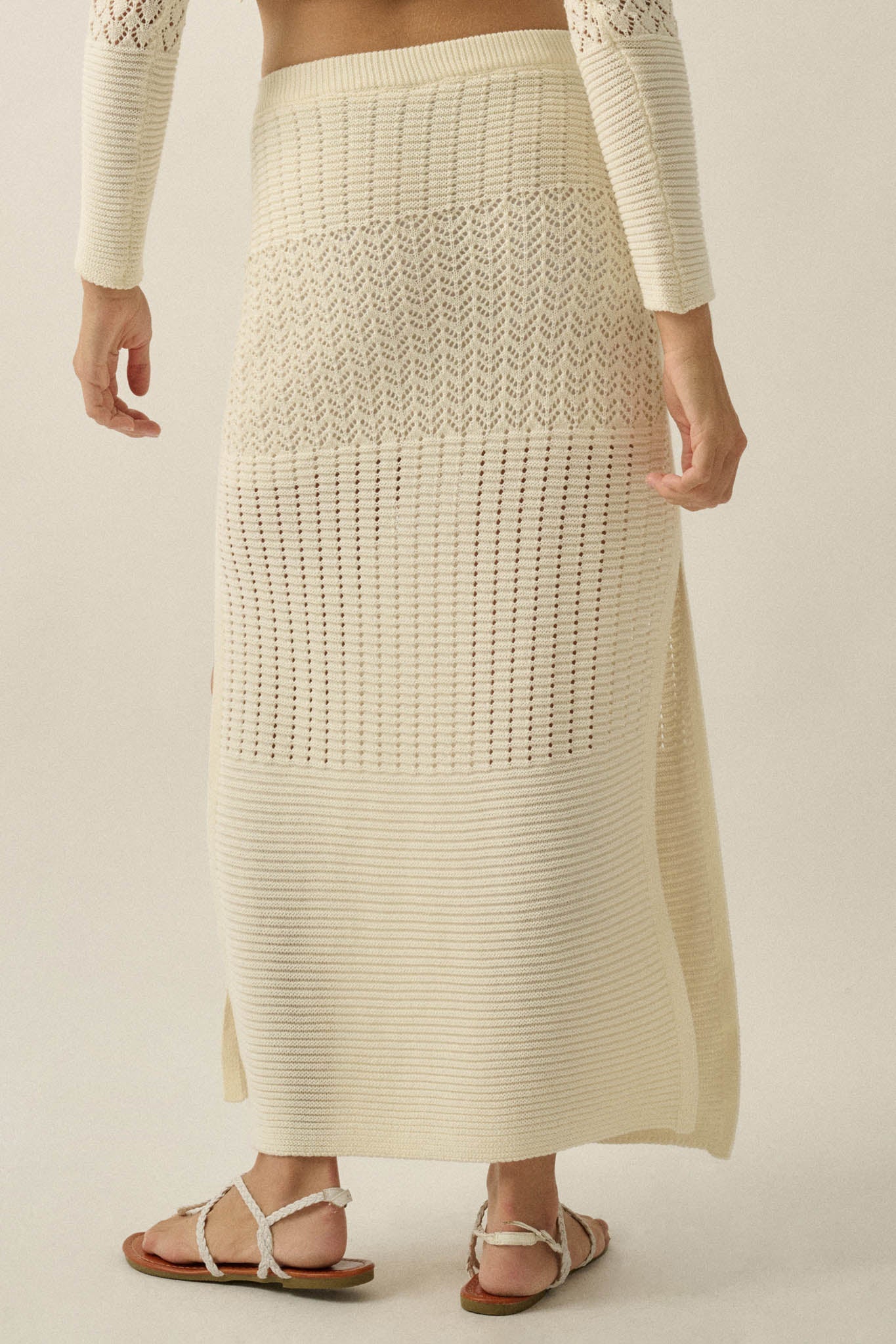 More Than Anything Pointelle Rib-Knit Maxi Skirt