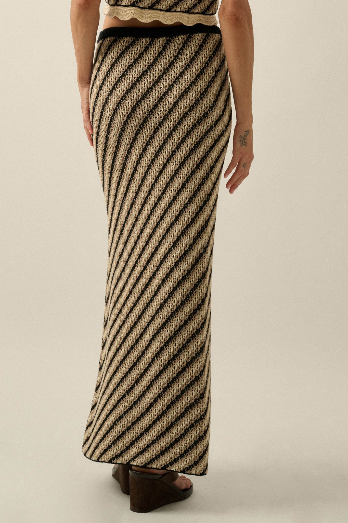 Endless Summer Striped Crochet-Knit Maxi Skirt