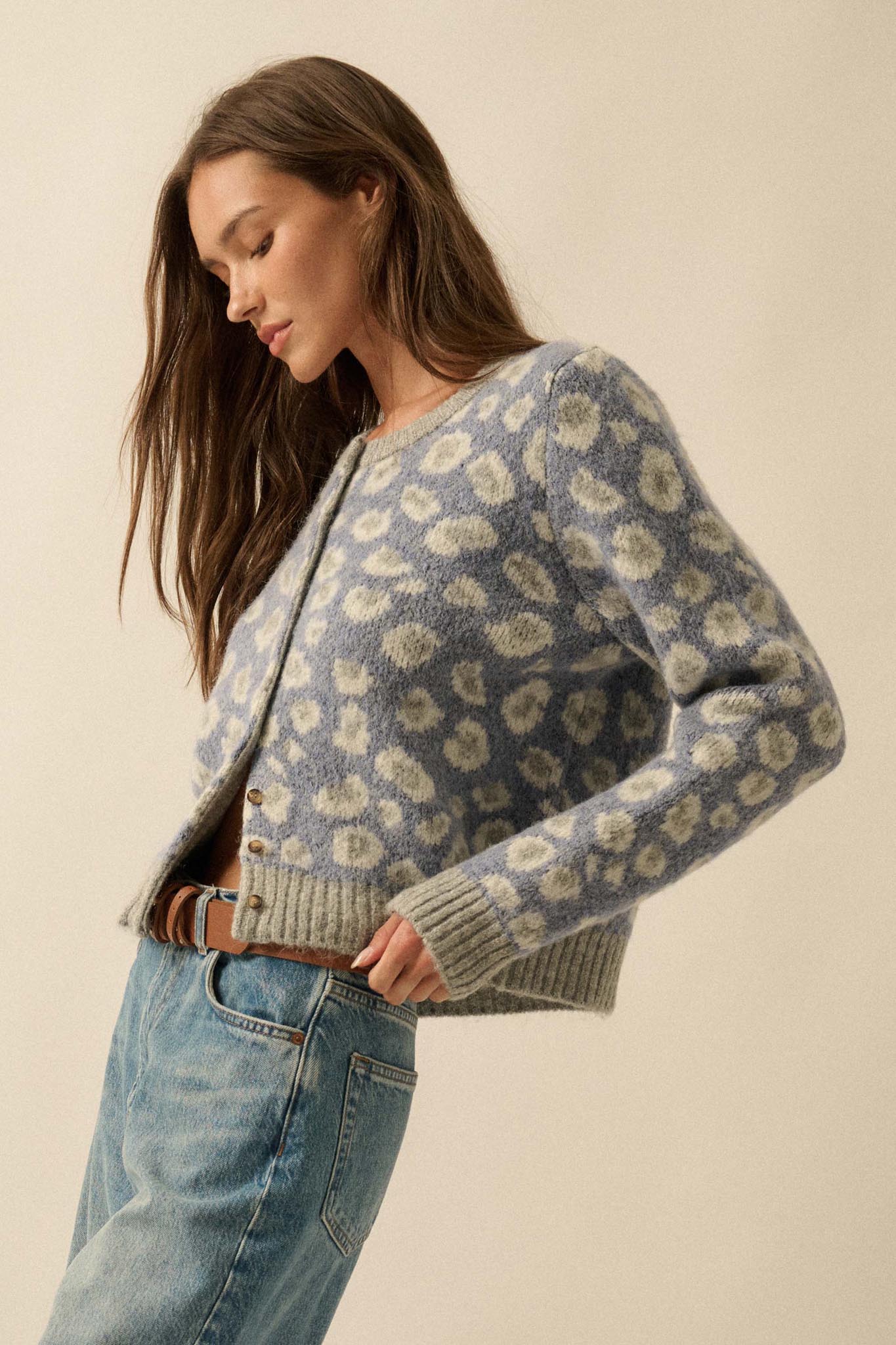Animal Nature Leopard Jacquard-Knit Cardigan