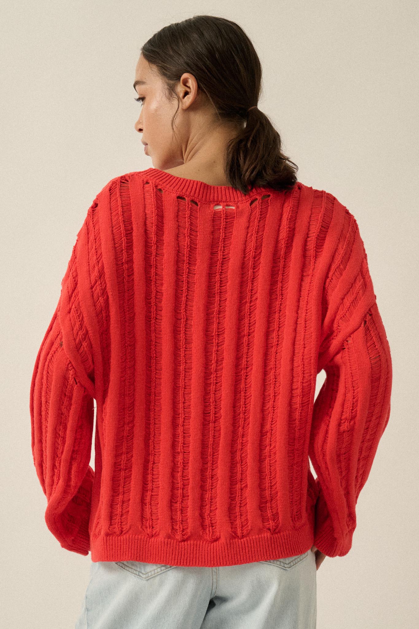 Find Your Way Oversize Ladder-Knit Sweater