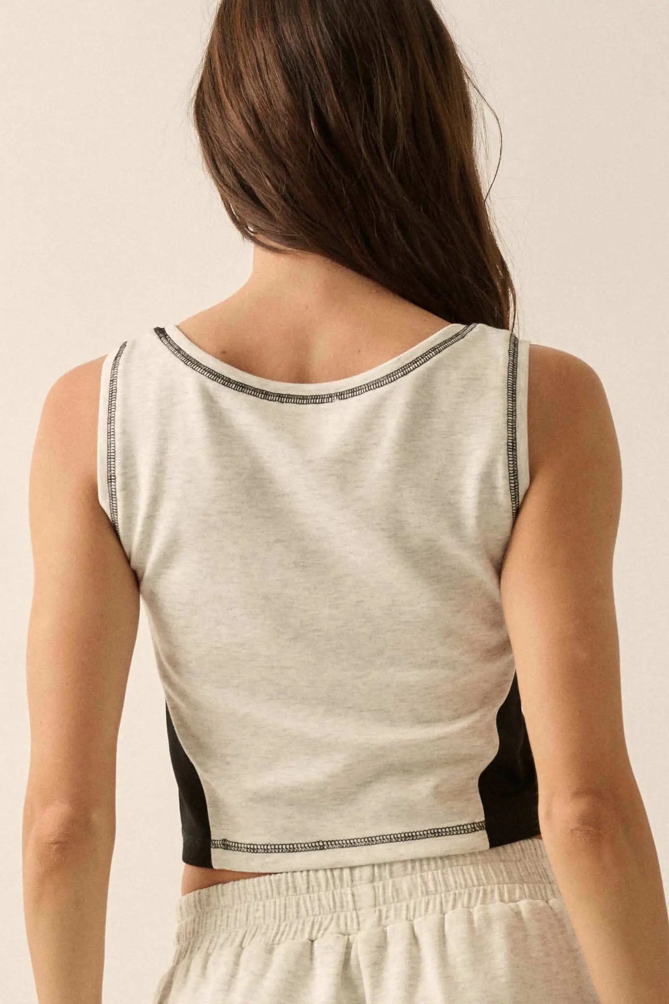 Premium Scuba Colorblock Cropped Tank Top