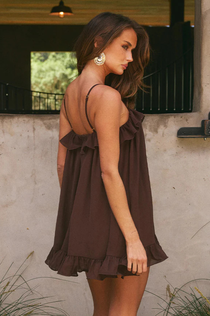 Kristia Flounce Ruffle Mini Dress