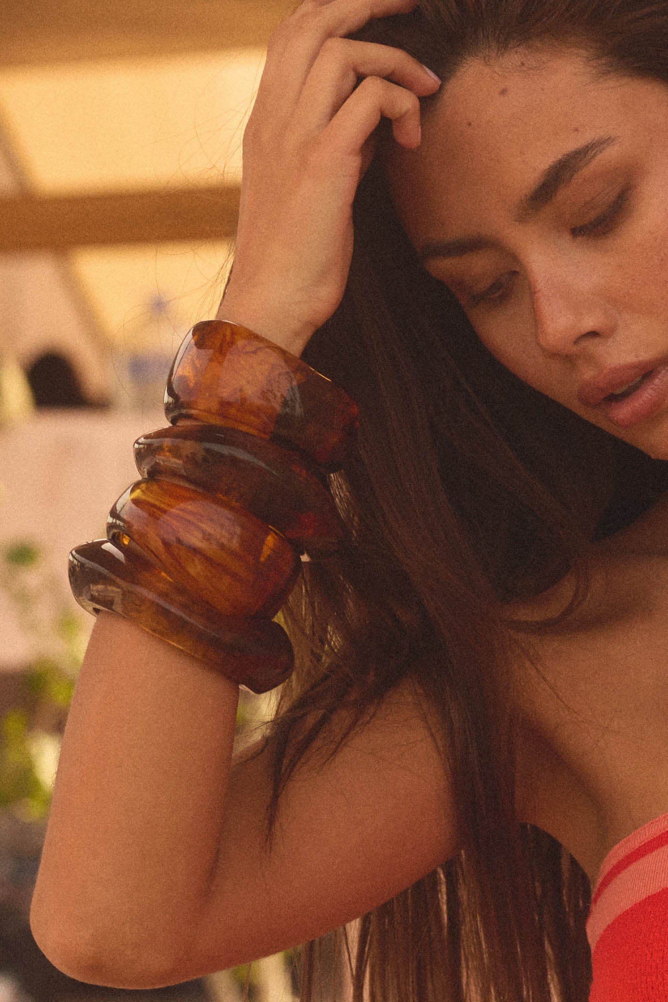 Somera Tortoise Resin Organic Bangle Bracelet