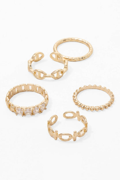 Lennox Five-Piece Assorted Gold Ring Set