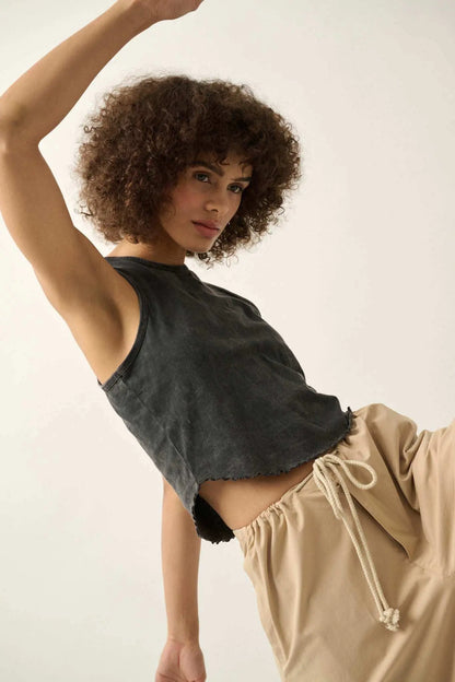 Real Talk Vintage-Wash Lettuce-Edge Tank Top