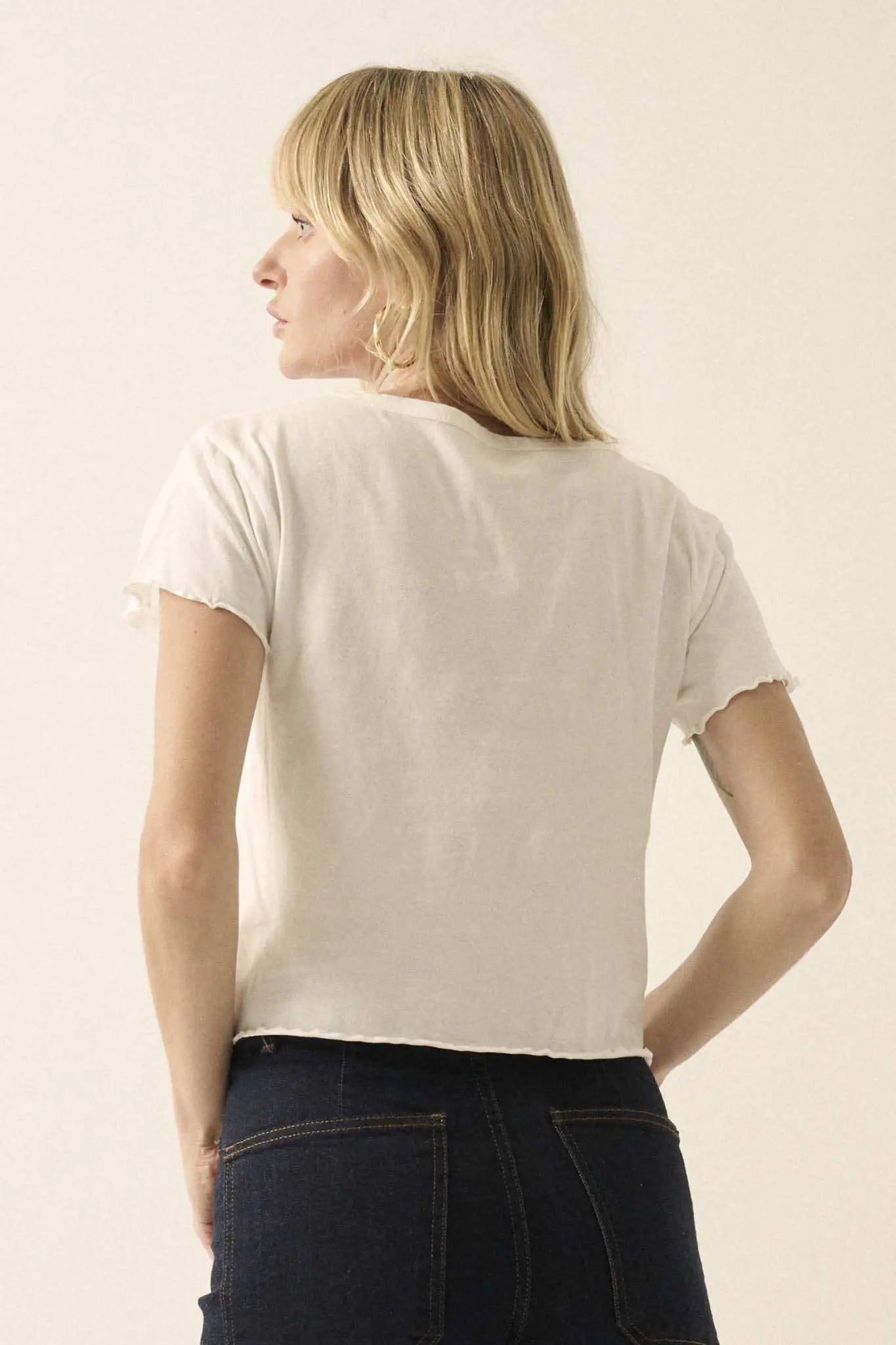 Partners In Wine Cropped Lettuce-Edge Graphic Tee
