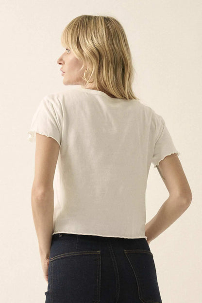 Partners In Wine Cropped Lettuce-Edge Graphic Tee