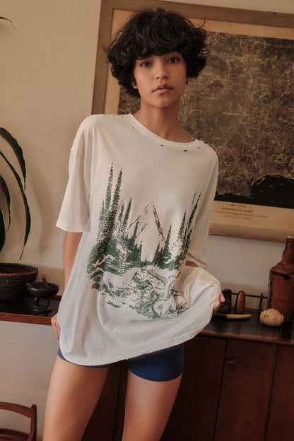 Mustang Mountain Distressed Oversize Graphic Tee