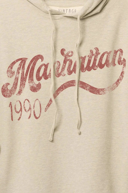 Manhattan 1990 Vintage-Print Graphic Hoodie
