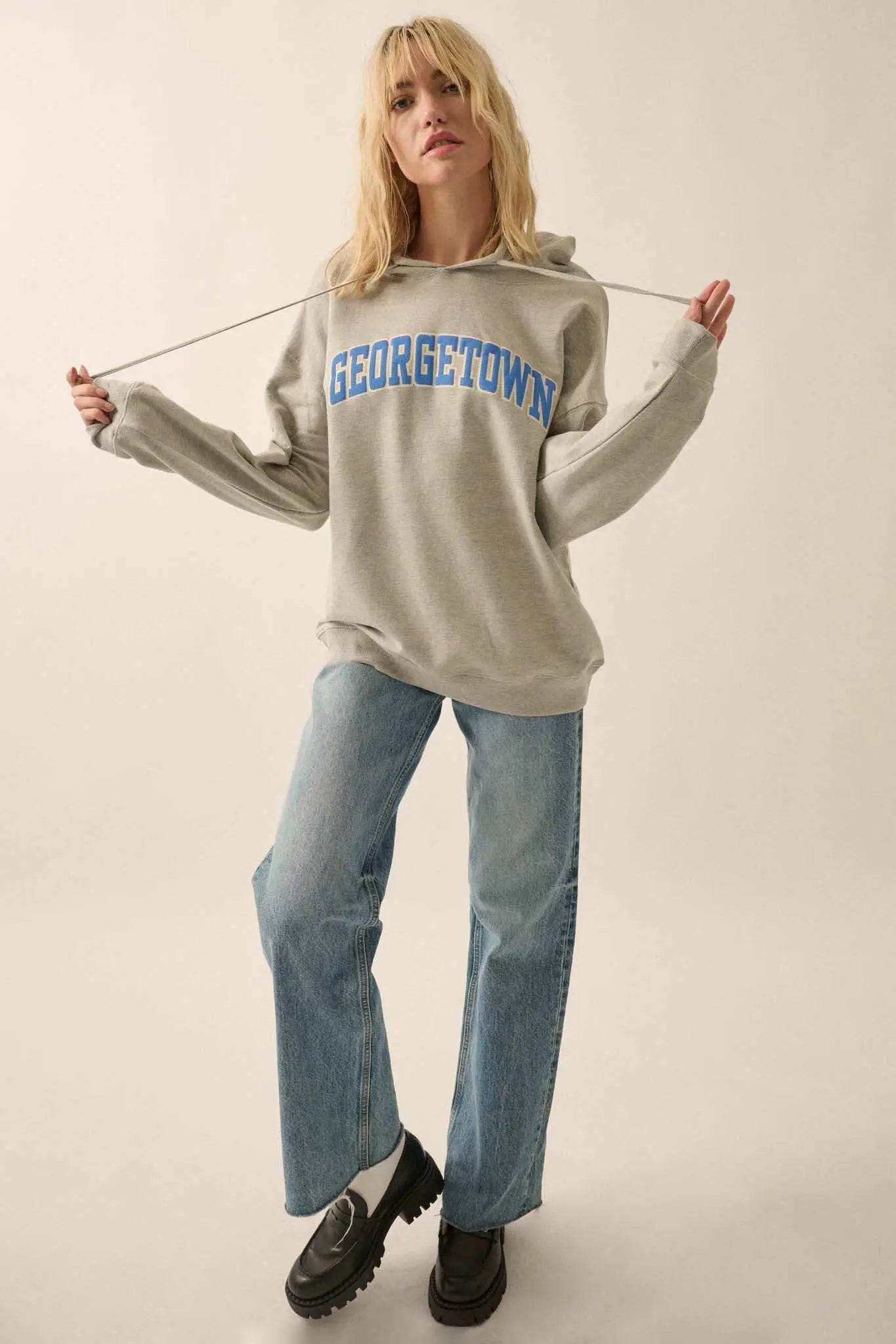 Georgetown Varsity Puff-Print Graphic Hoodie