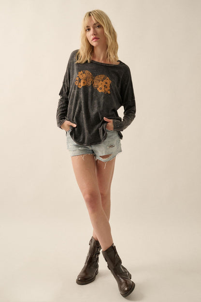 Butterfly Blessings Long-Sleeve Floral Graphic Tee