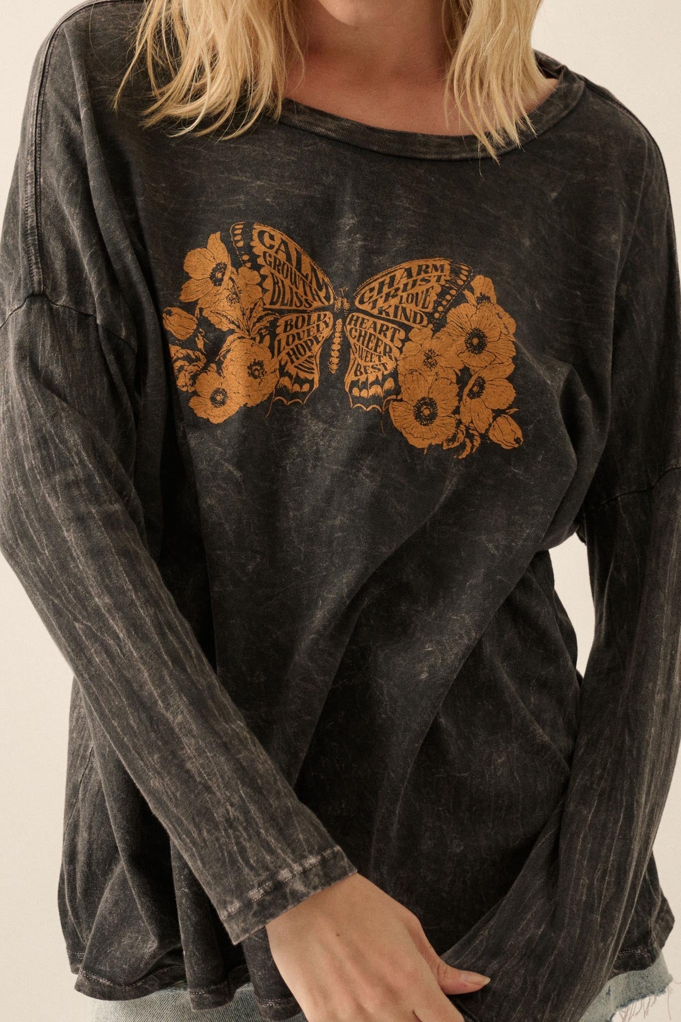 Butterfly Blessings Long-Sleeve Floral Graphic Tee