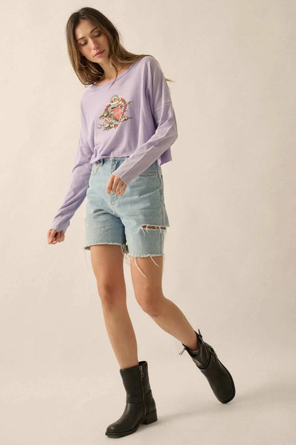 Love Always Cropped Long-Sleeve Graphic Tee