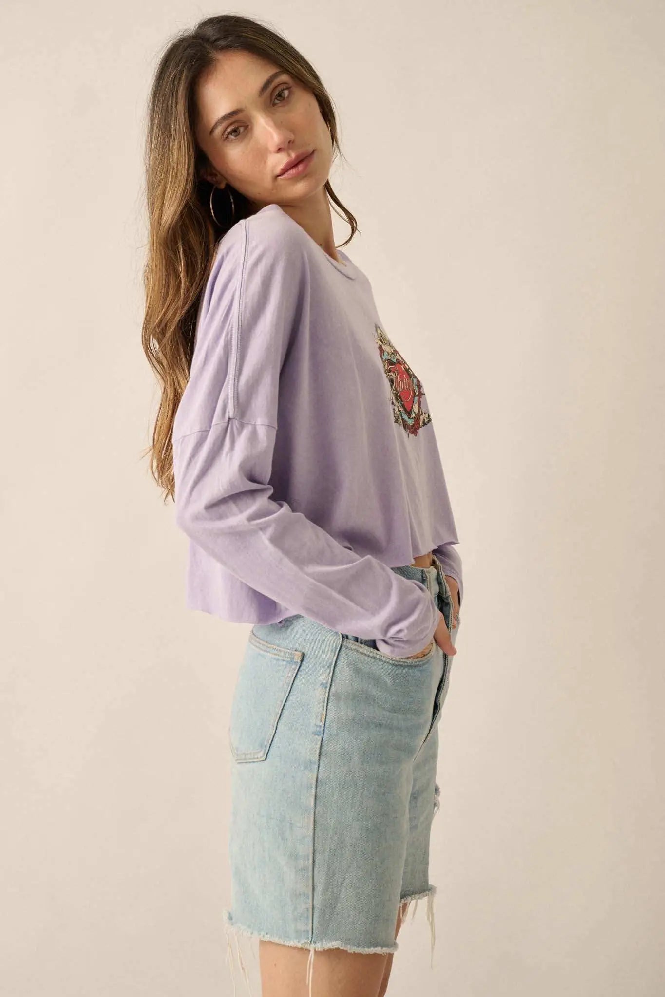 Love Always Cropped Long-Sleeve Graphic Tee