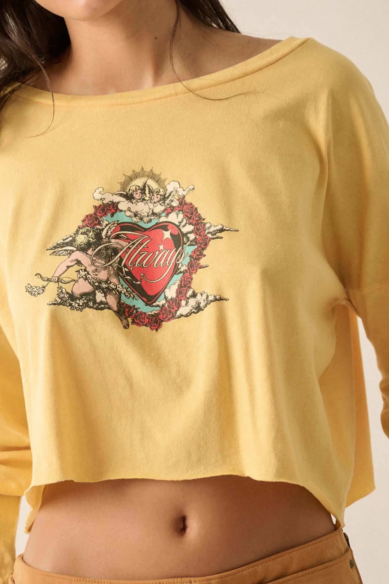 Love Always Cropped Long-Sleeve Graphic Tee