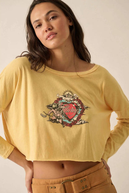 Love Always Cropped Long-Sleeve Graphic Tee