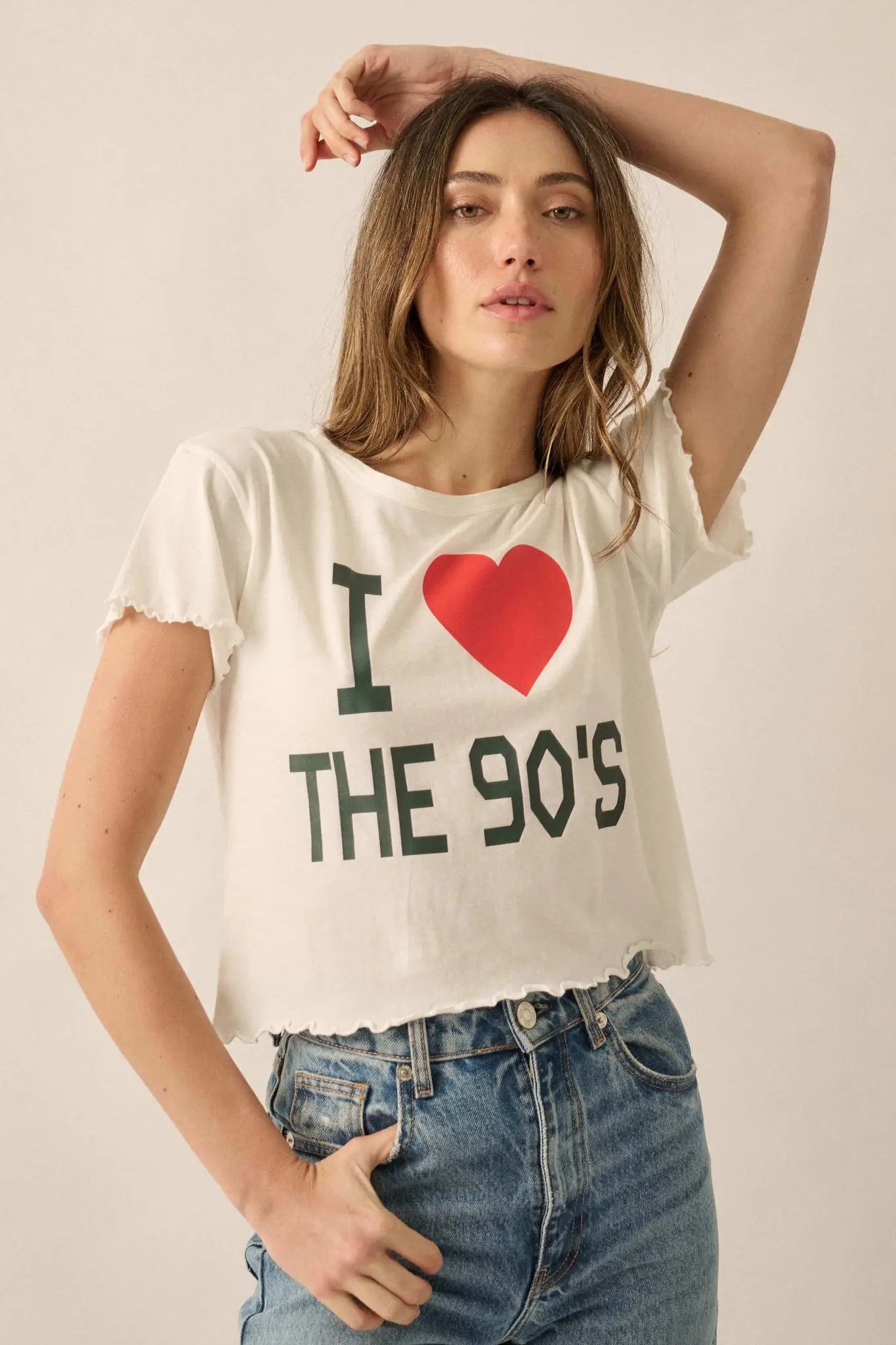 I Heart the 90's Cropped Graphic Baby Tee