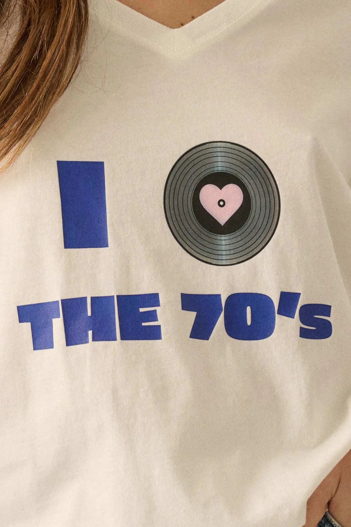I Love the 70s V-Neck Music Graphic Tee