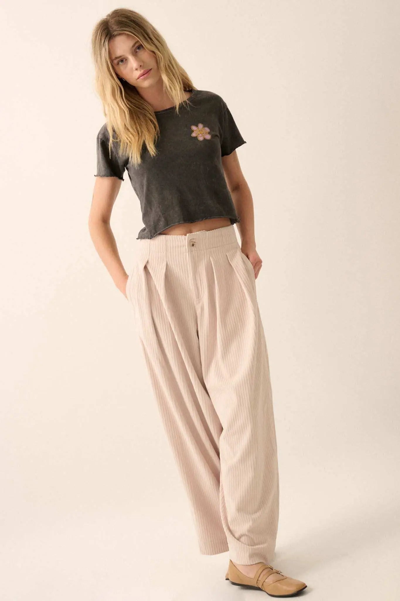 Made With Love Floral Peace Sign Graphic Baby Tee