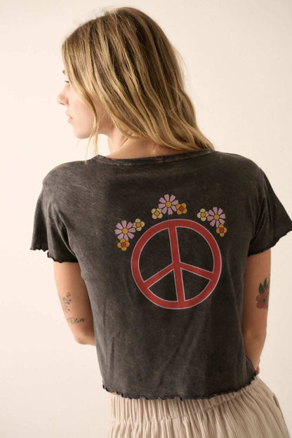 Made With Love Floral Peace Sign Graphic Baby Tee