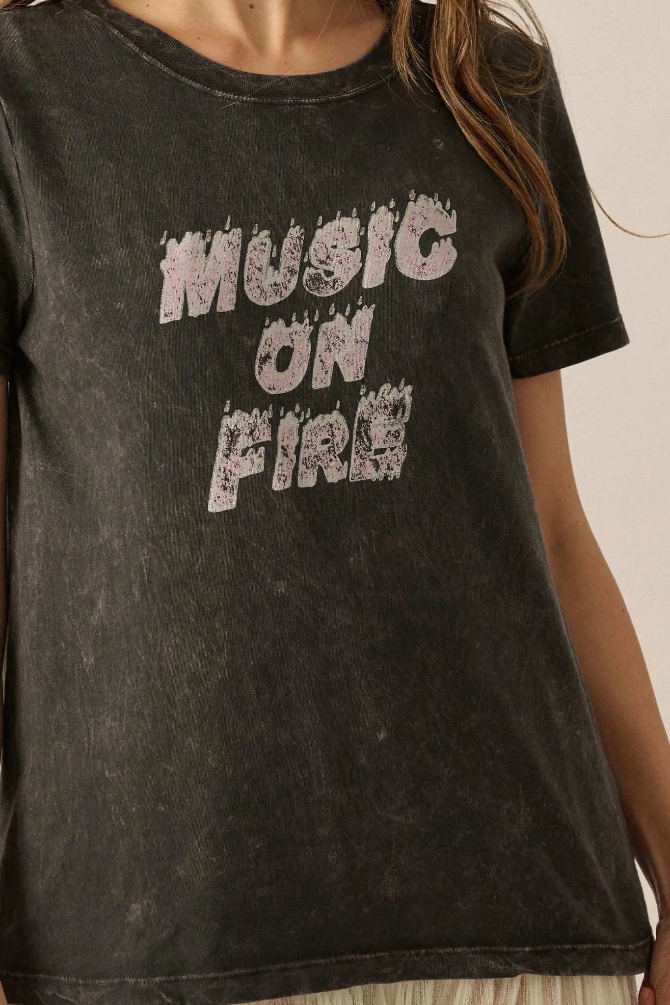 Music on Fire Vintage-Wash Graphic Tee