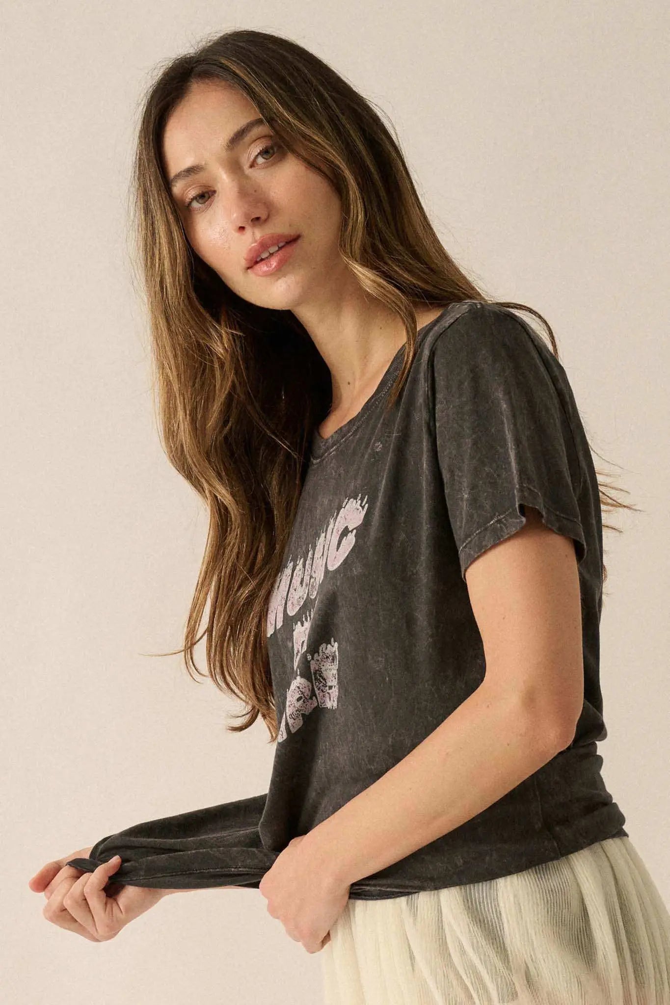 Music on Fire Vintage-Wash Graphic Tee