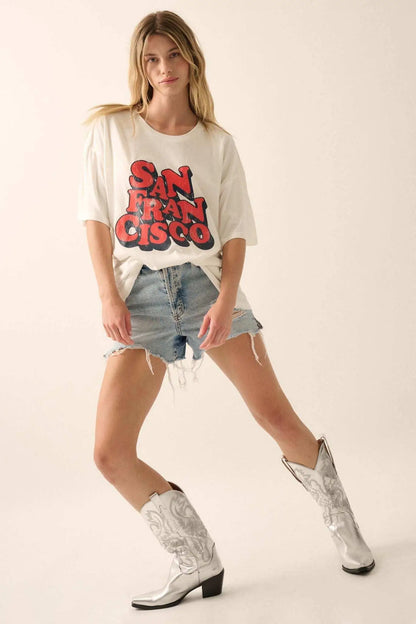 San Francisco Vintage-Print Oversize Graphic Tee