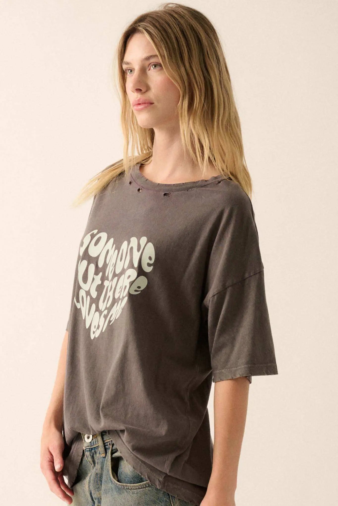 Someone Out There Loves Me Distressed Graphic Tee