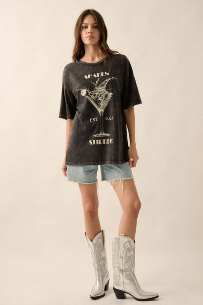 Shaken & Stirred Martini Distressed Graphic Tee