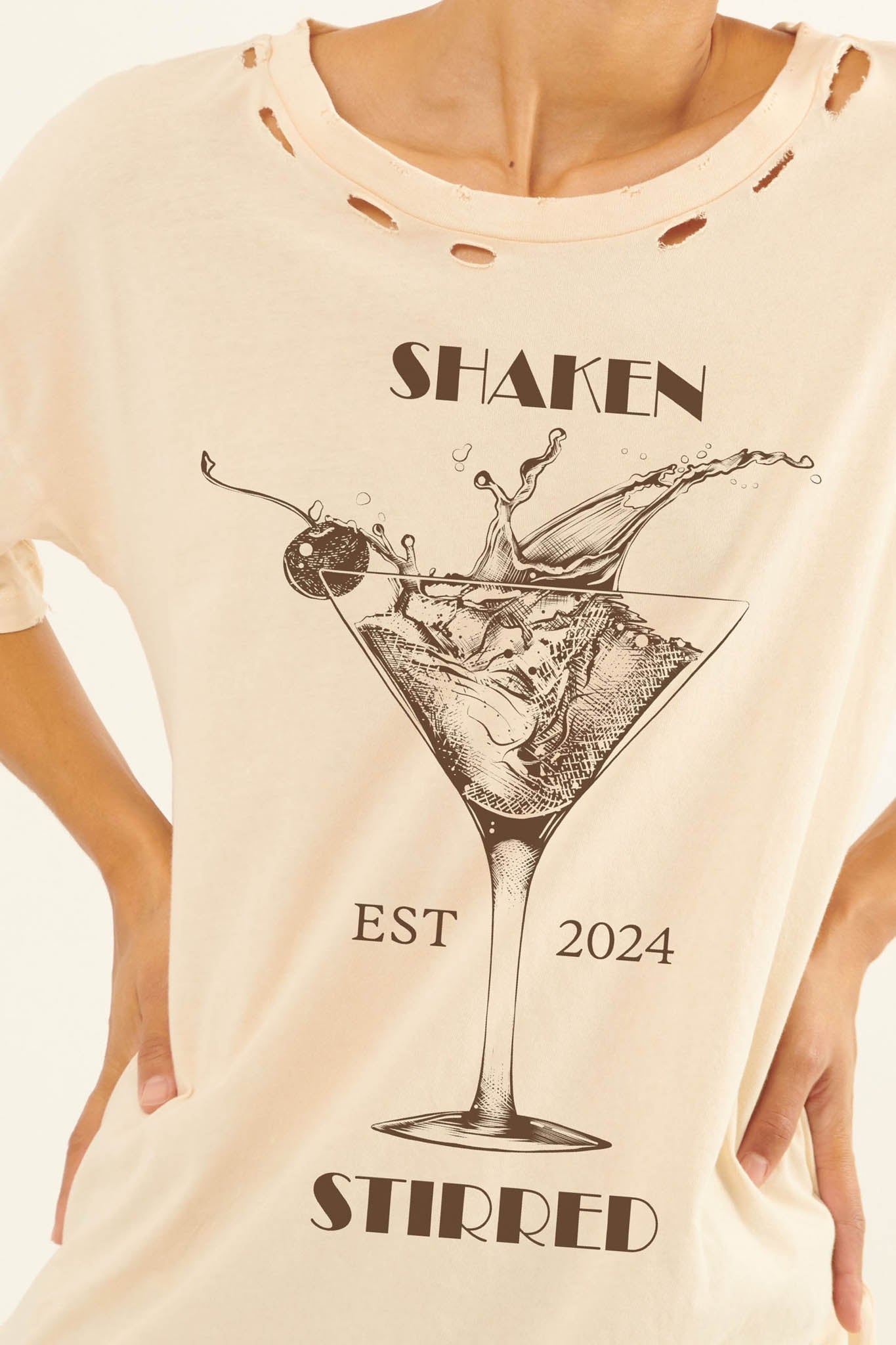 Shaken & Stirred Martini Distressed Graphic Tee