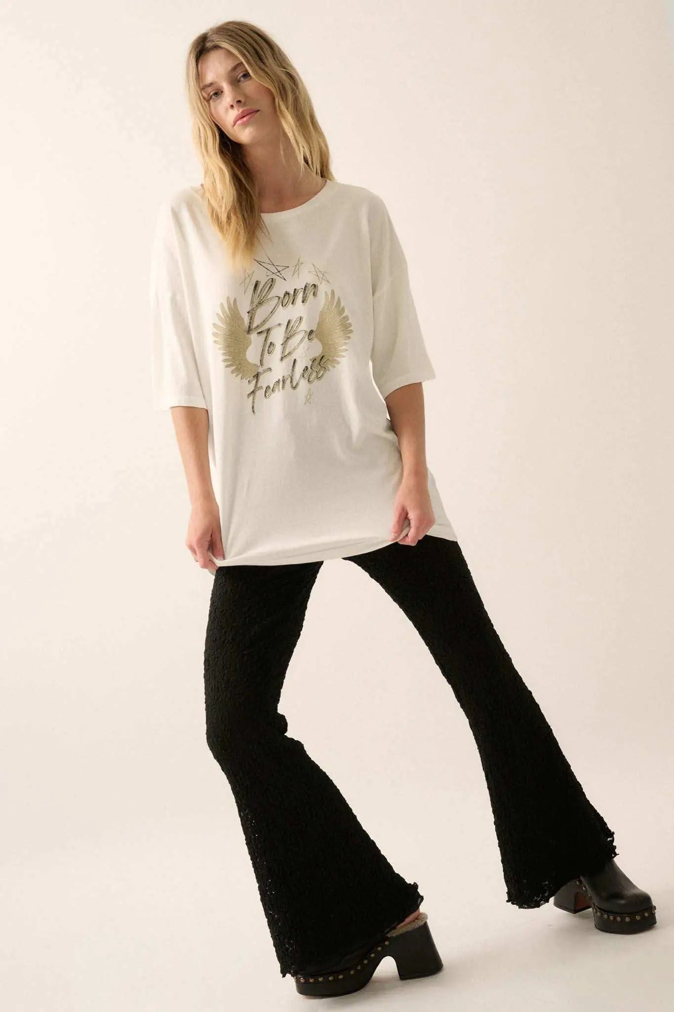 Born to be Fearless Oversize Graphic Tee