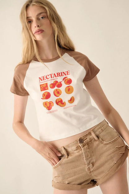 Nectarine Cropped Raglan Graphic Baby Tee