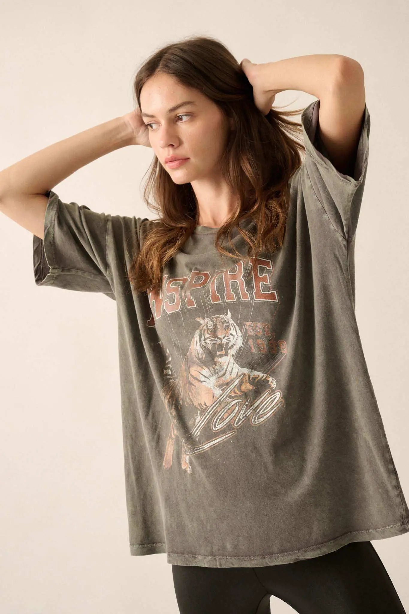 Inspired Tiger Oversize Vintage-Wash Graphic Tee
