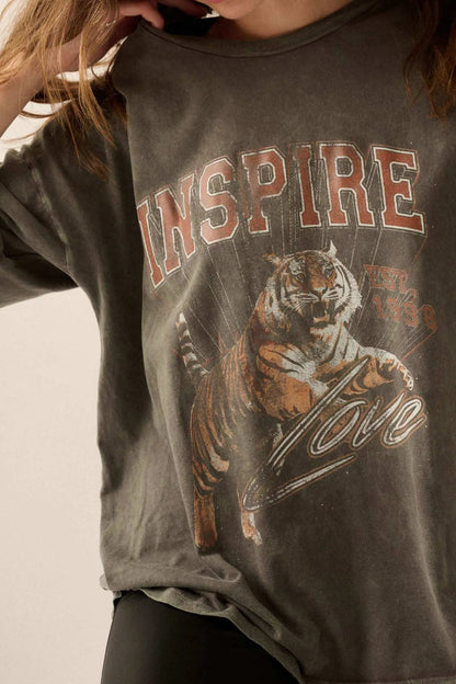 Inspired Tiger Oversize Vintage-Wash Graphic Tee