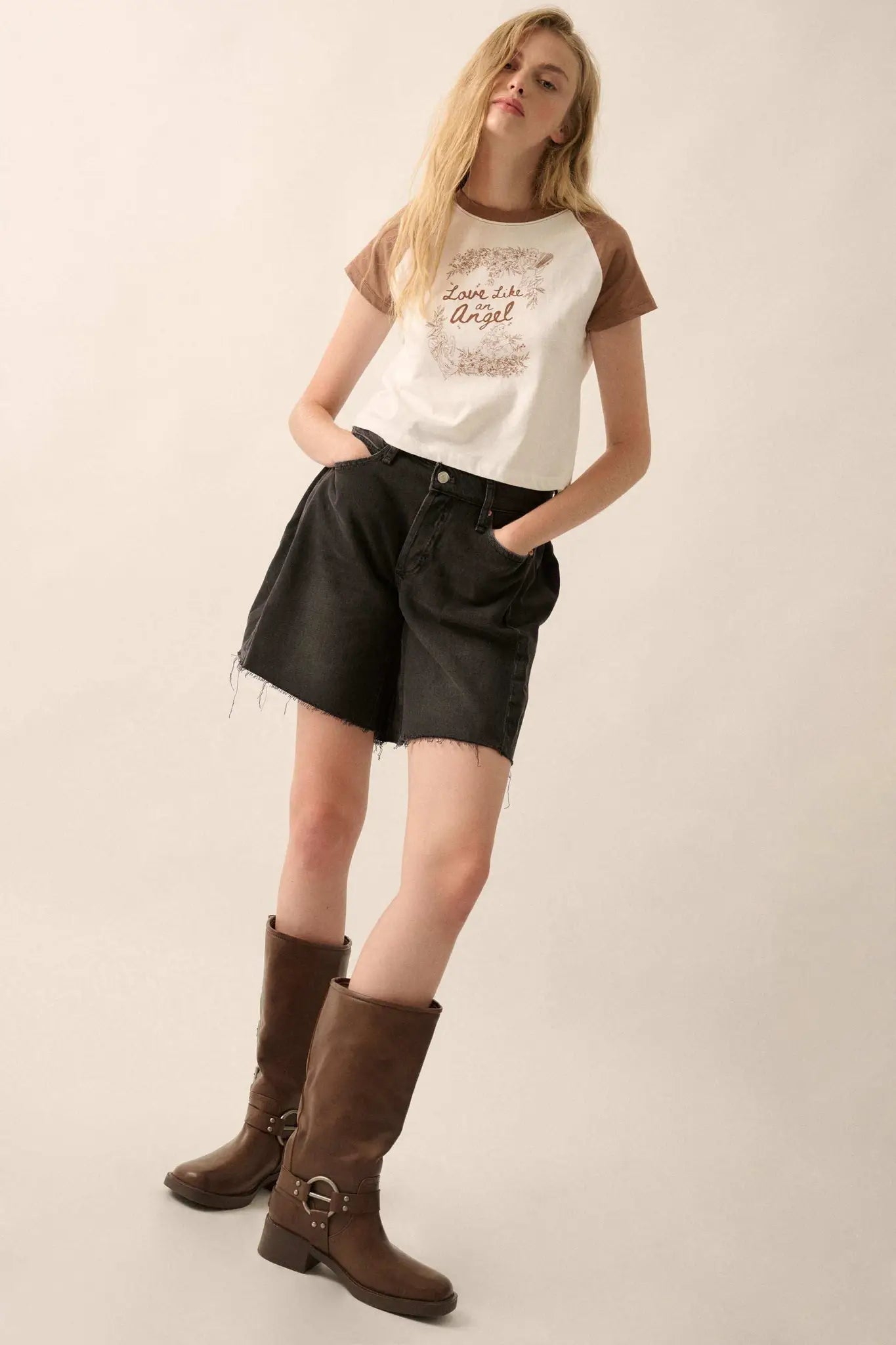 Love Like an Angel Cropped Ragan Graphic Baby Tee