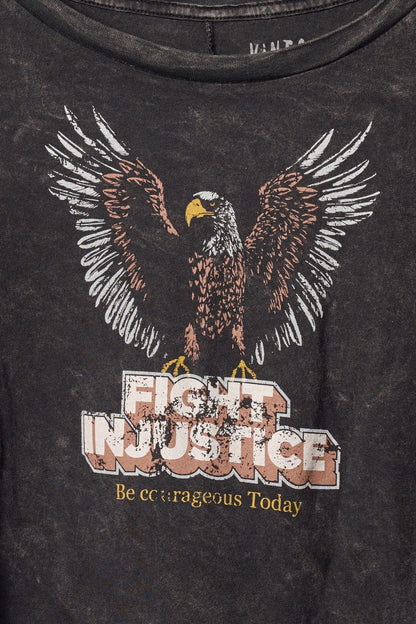 Fight Injustice Cropped Long-Sleeve Graphic Tee