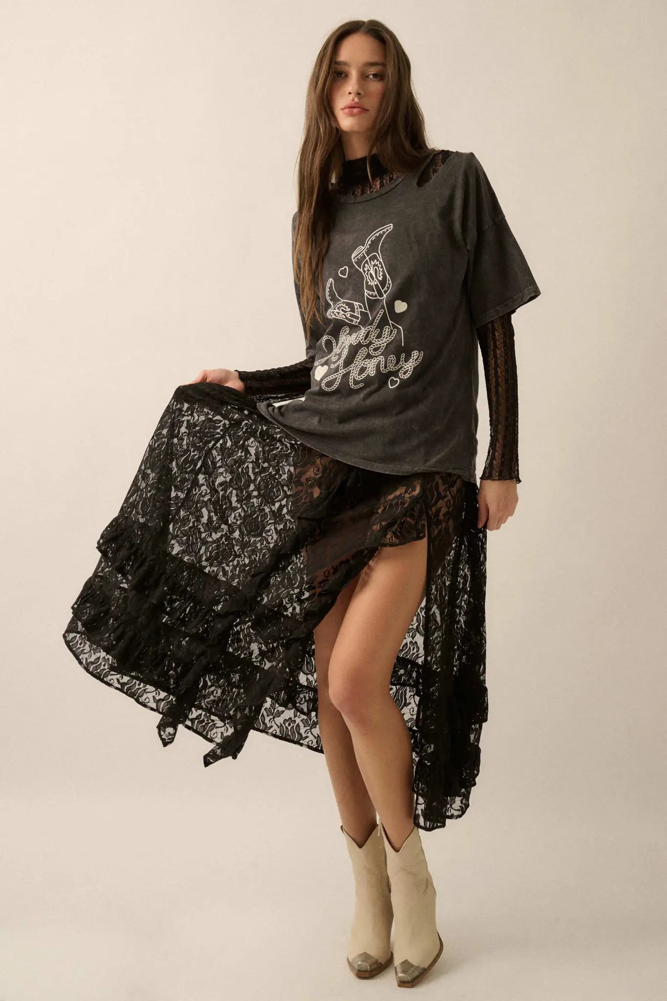 Howdy Honey Slashed Western Graphic Tee