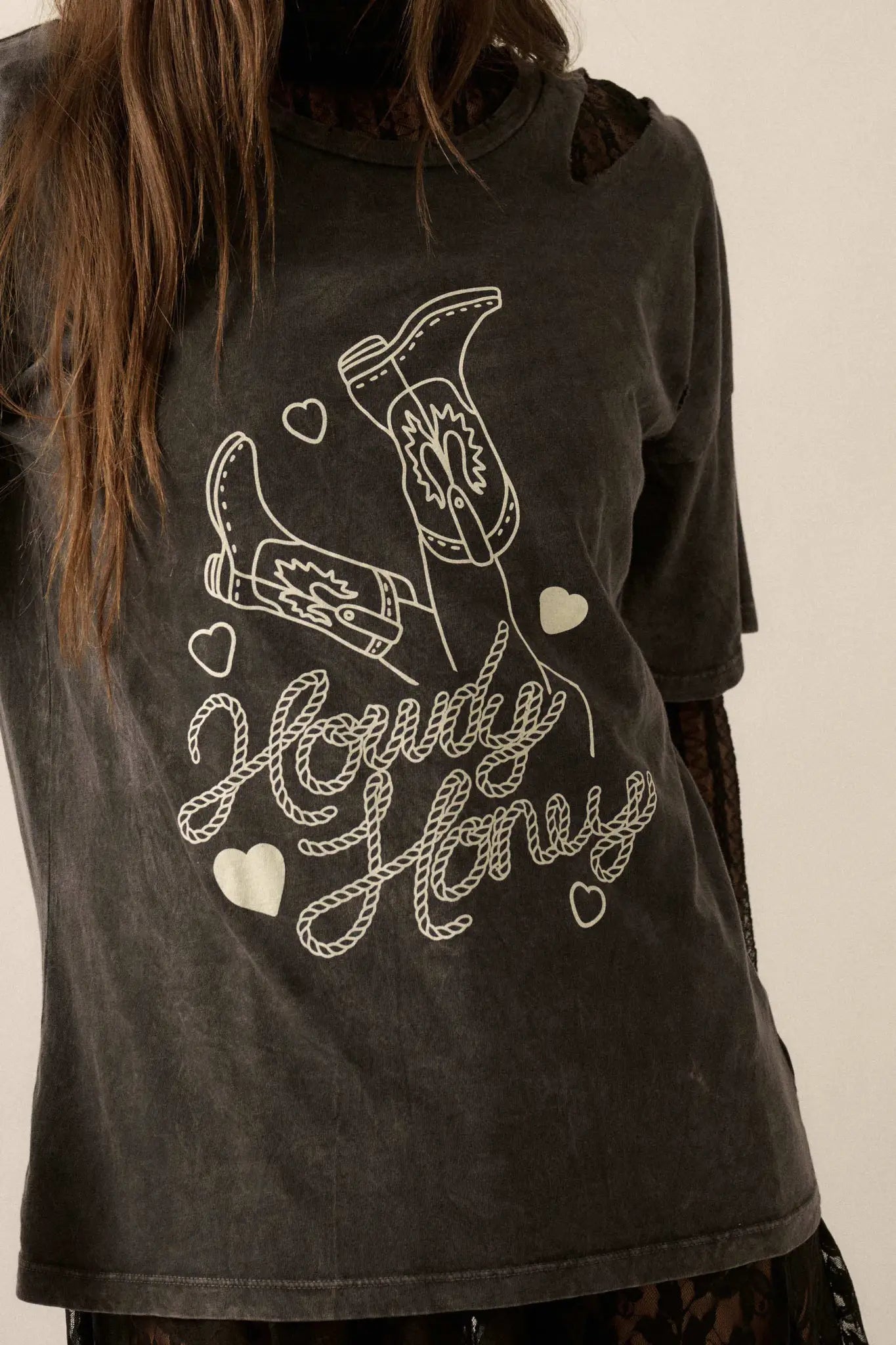 Howdy Honey Slashed Western Graphic Tee