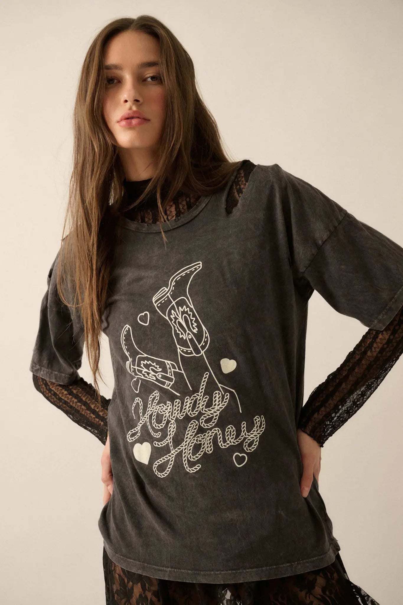 Howdy Honey Slashed Western Graphic Tee
