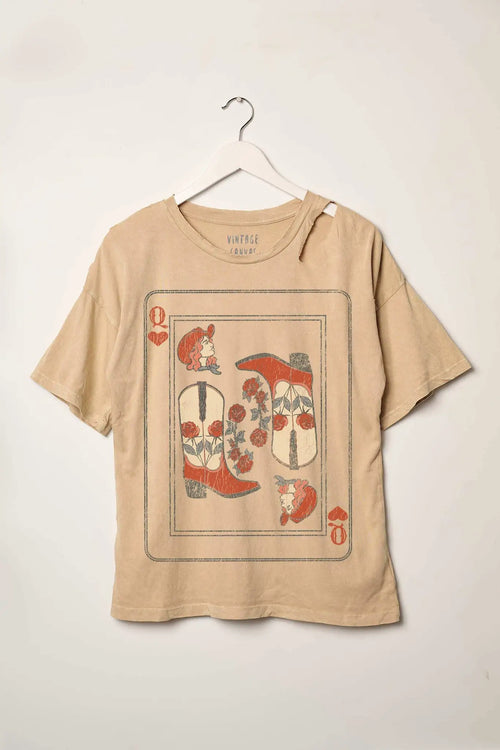 Cowgirl Queen of Hearts Slashed Graphic Tee