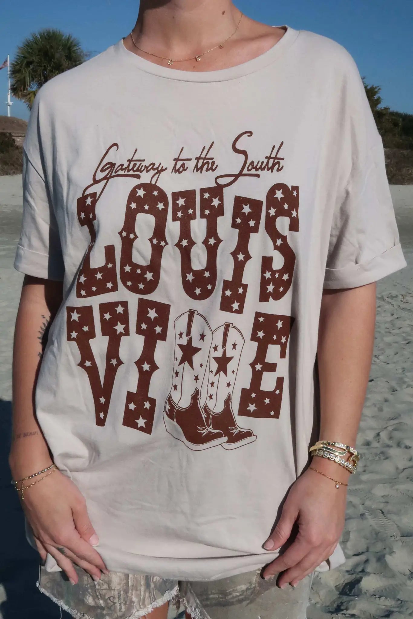 Louisville Boots Oversize Cuffed Graphic Tee