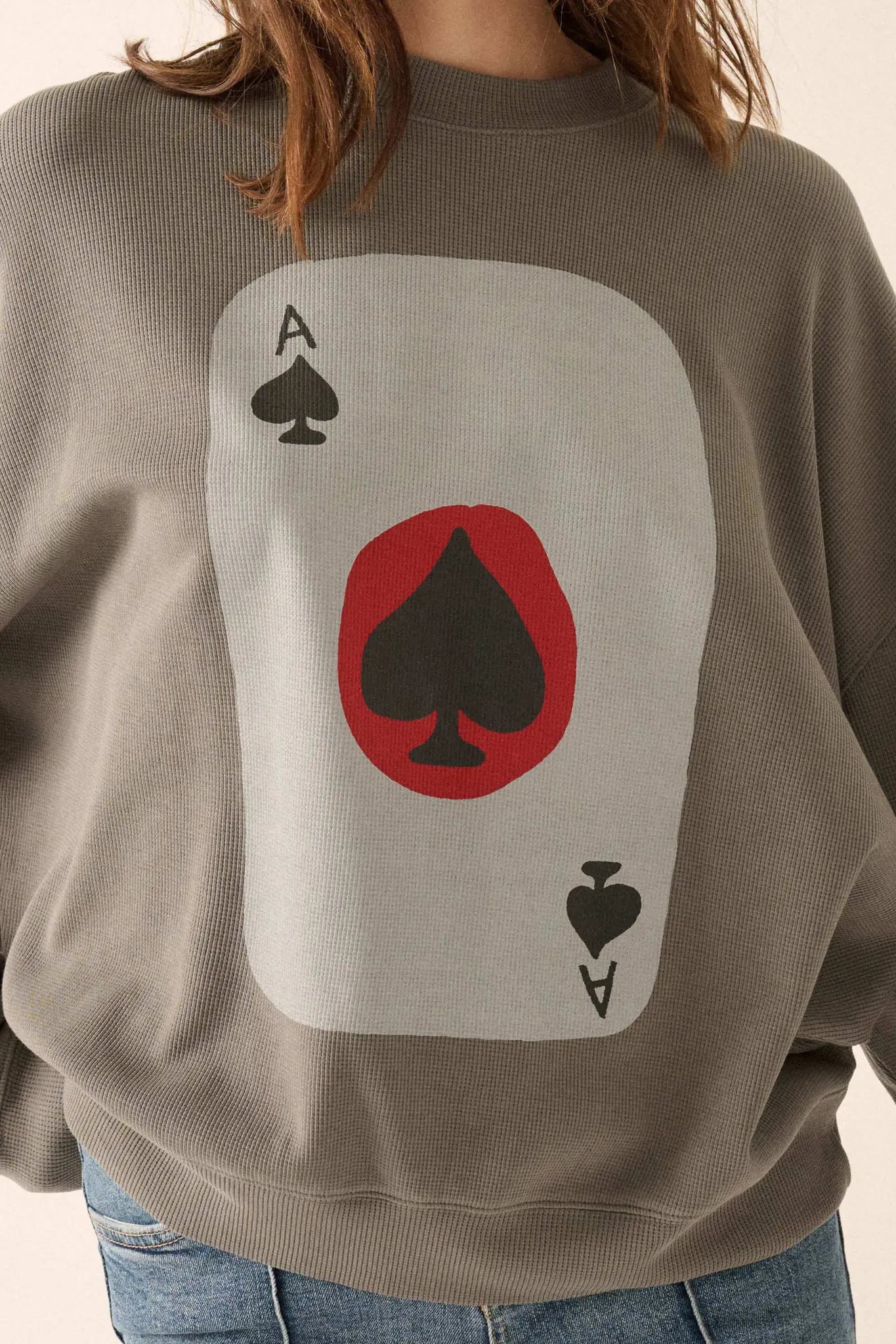 Ace of Spades Oversize Thermal Graphic Top