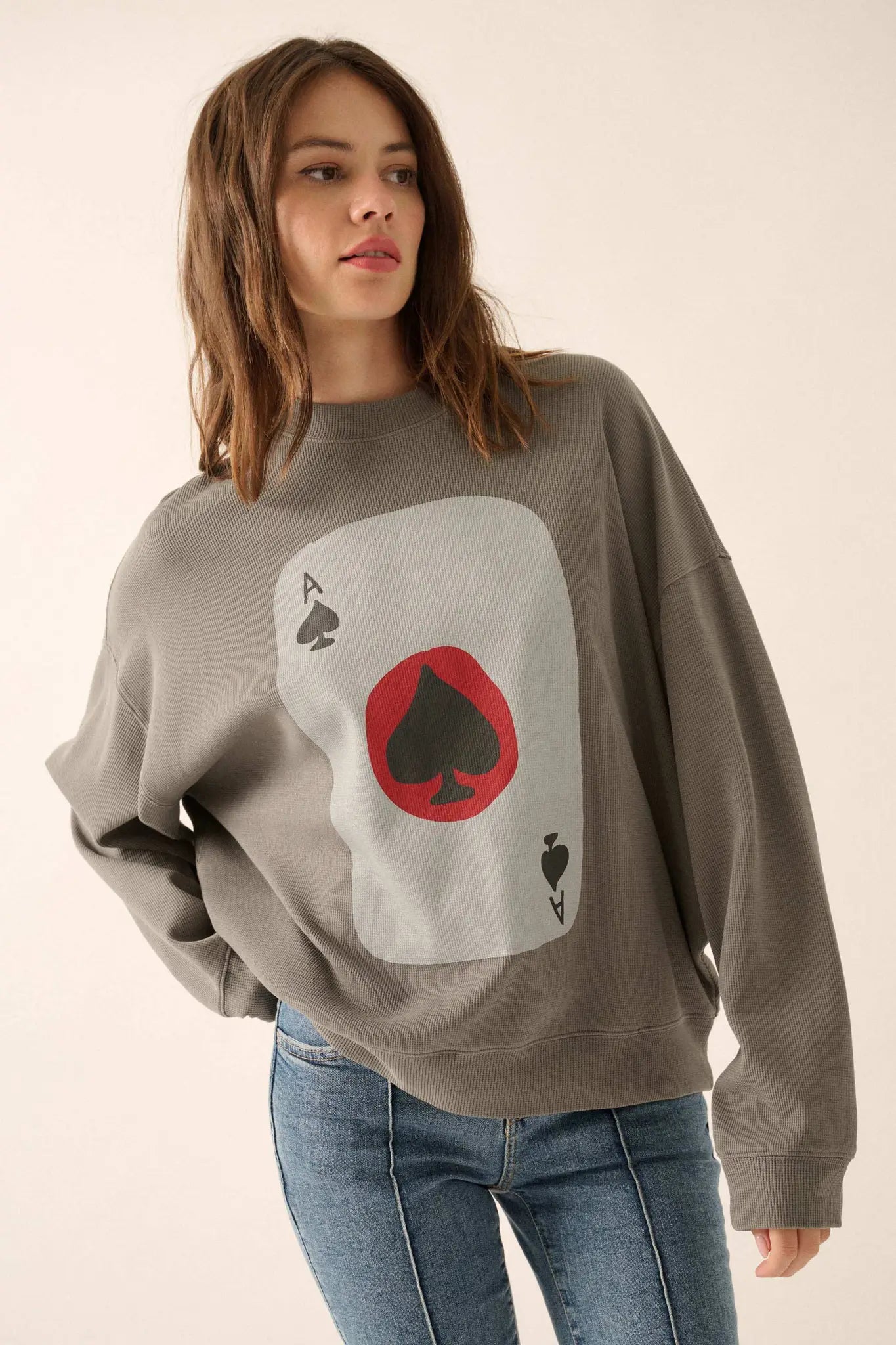 Ace of Spades Oversize Thermal Graphic Top