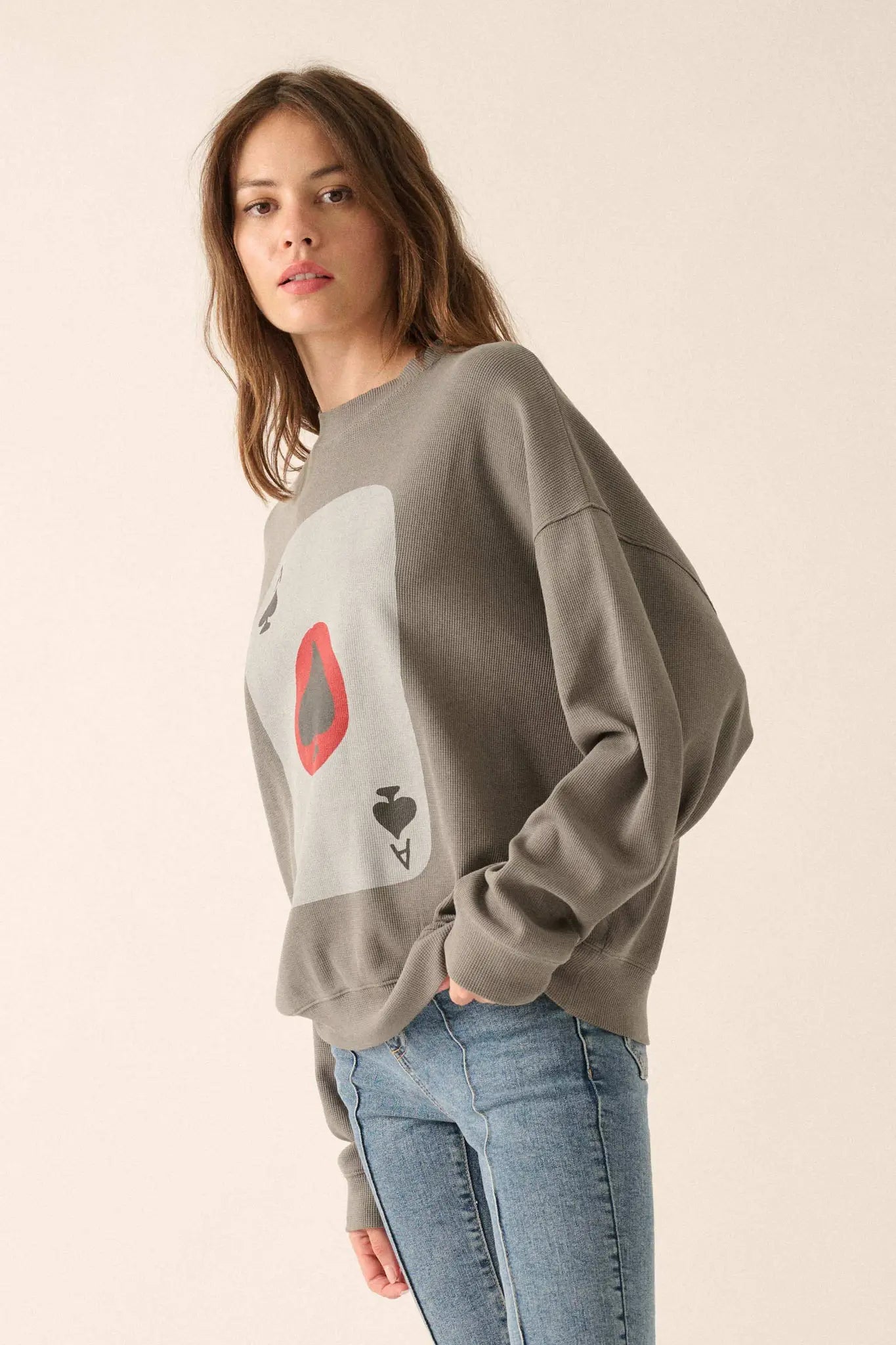 Ace of Spades Oversize Thermal Graphic Top